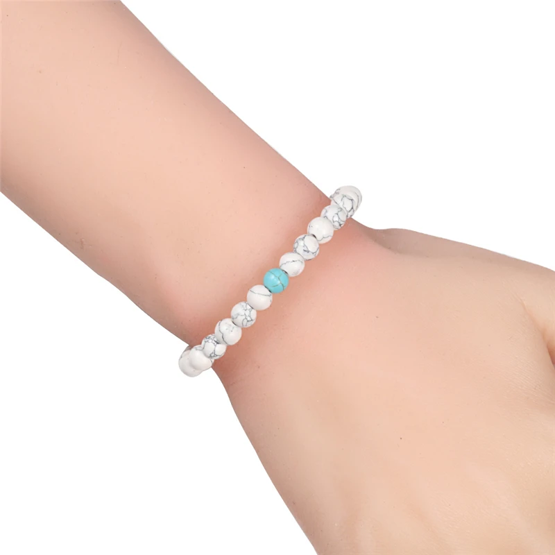Классический белый браслет из натурального камня 6 мм с бусинами для мужчин и