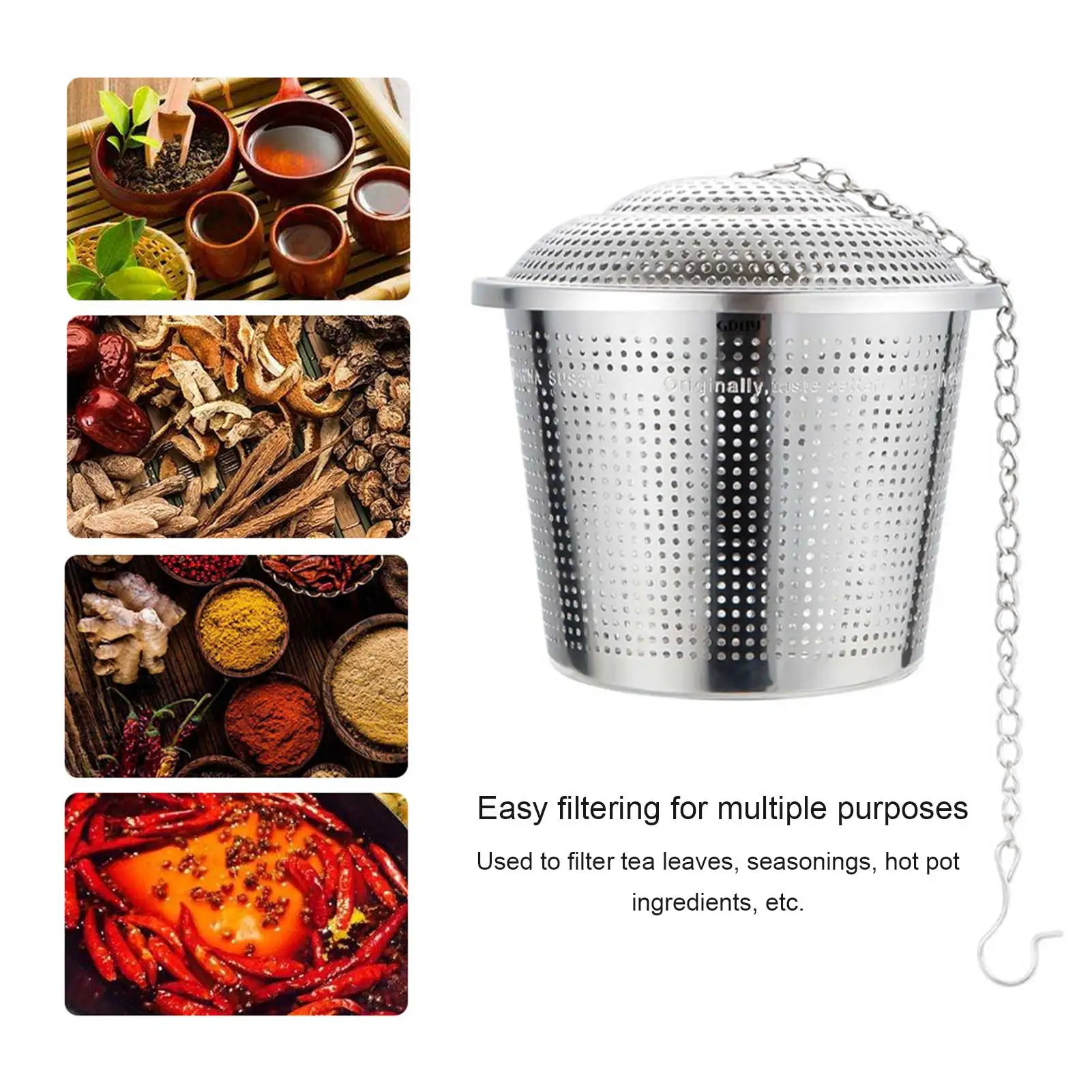 

Tea leaves Filter barrel Stainless Steel Strainer Seasoning barrel kitchen tea leaves bag brine brine soup stew spice filter
