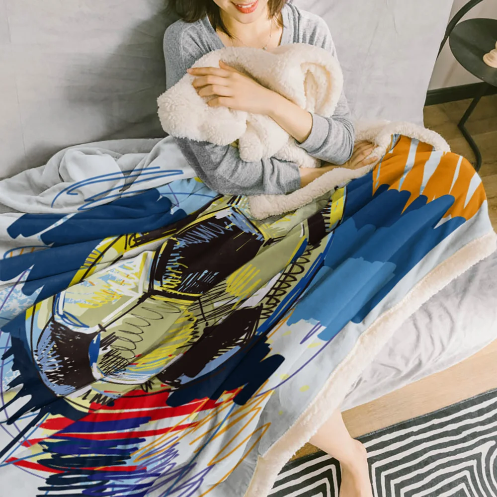 Футбольное акварельное Спортивное покрывало Флисовое одеяло с цветочным