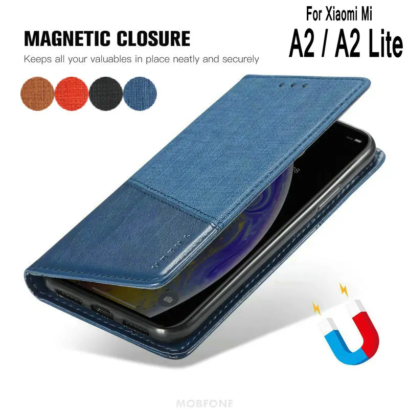 Кожаный чехол книжка с магнитной застежкой в стиле ретро для Xiaomi Mi A2 /A2 Lite Funda Coque