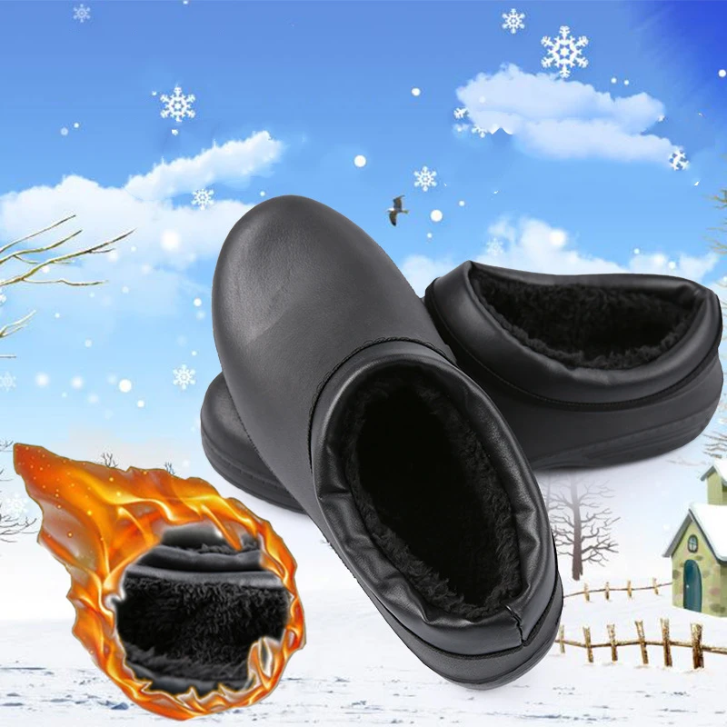 

Plus Size 35-47 Detachable Lining Chef Shoes Non-slip Waterproof Oil-Proof Kitchen Work Shoes Slip On Keep Warm Medical Shoes
