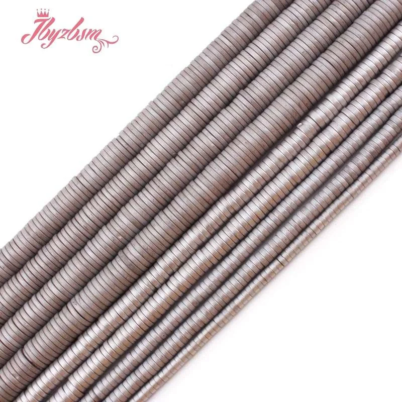 Натуральный Гематит Серый Forst Rondelle Button Stone Beads для самостоятельного изготовления