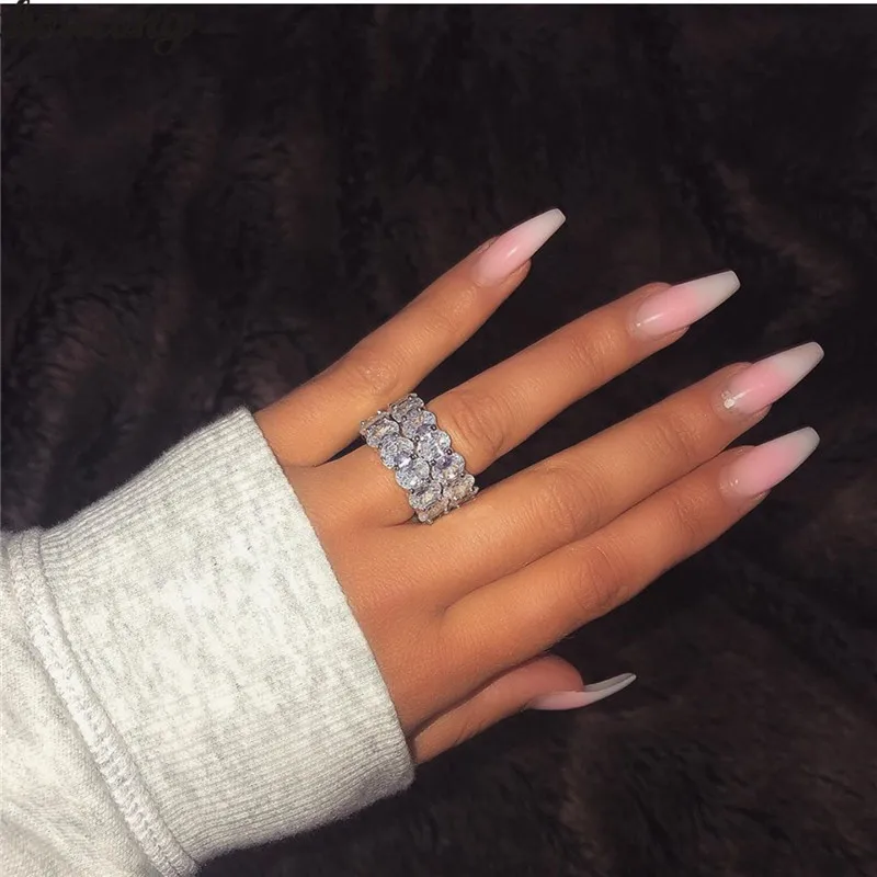 Кольцо обещания choucong из стерлингового серебра 2019 пробы с овальным кубическим