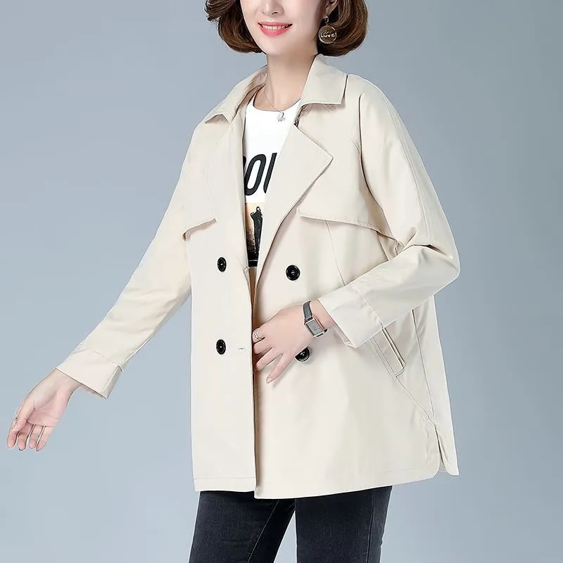 

2020 New Autumn Women Jacket Causal Basic Coat Double breasted Windbreaker Female Streetwear Outwear Plus Size 5XL P1028