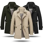 Куртка мужская длинная хлопковая, деловая Повседневная ветровка, модное пальто, верхняя одежда, осень 2021
