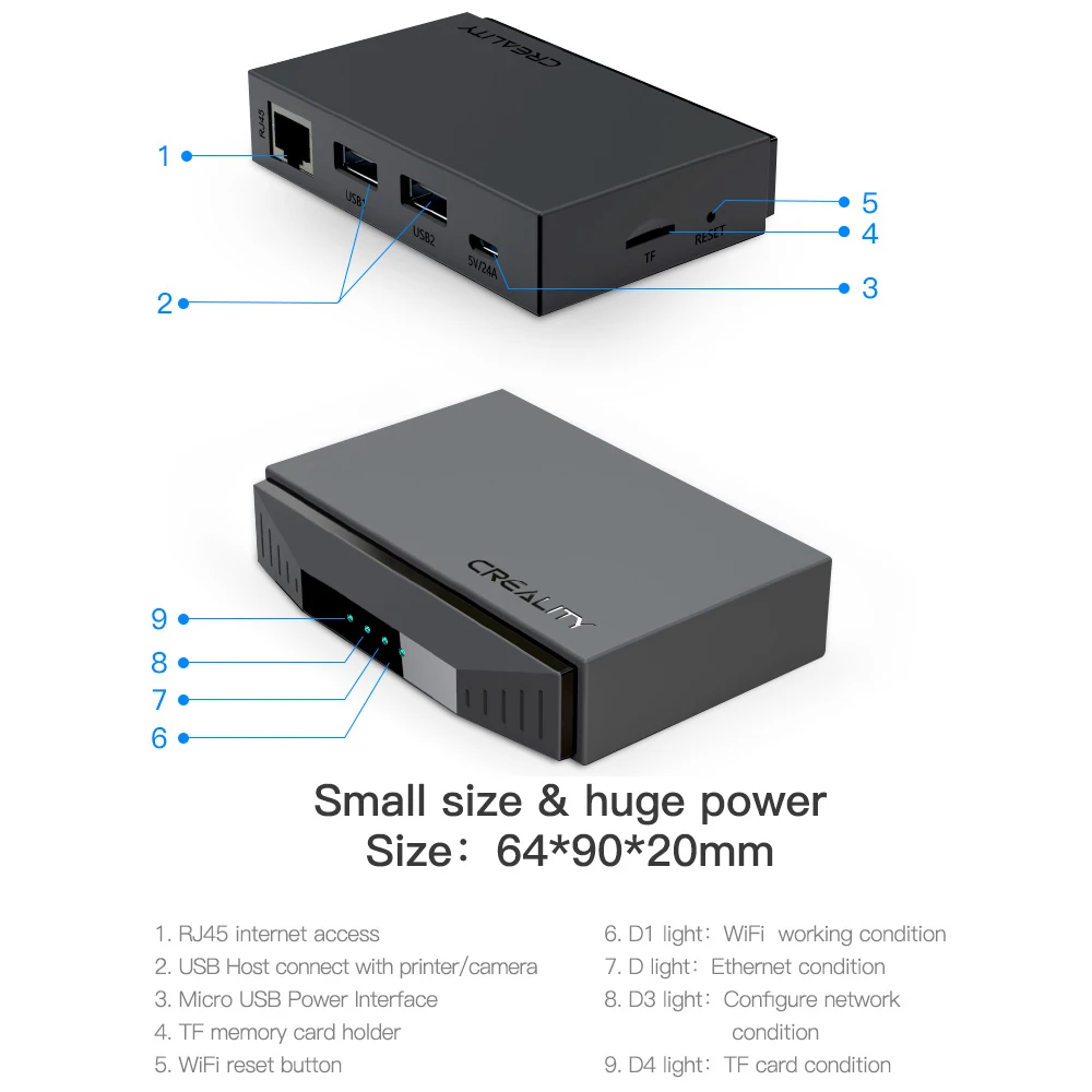 Интеллектуальный помощник Creality WiFi Box для 3D принтера Cloud Slice/облачная