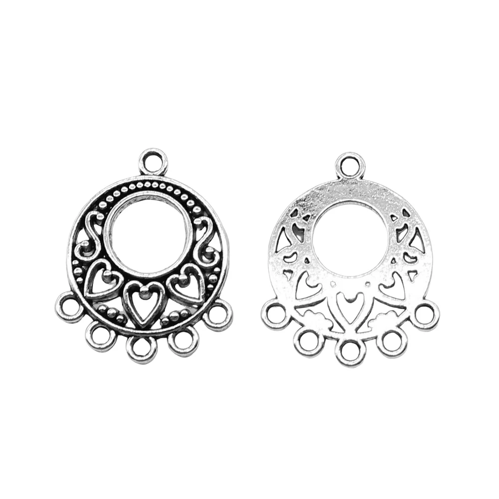 

8pcs 20x24mm Hollow Heart Earring Connector Charms For Jewelry Making Antique Silver Color Jewelry Findings Accessories