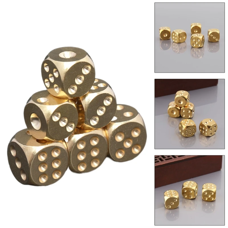 

6 шт. 13 мм медные кости полированные Твердые домашний декор латунные кости барные принадлежности игровой инструмент медные металлические к...