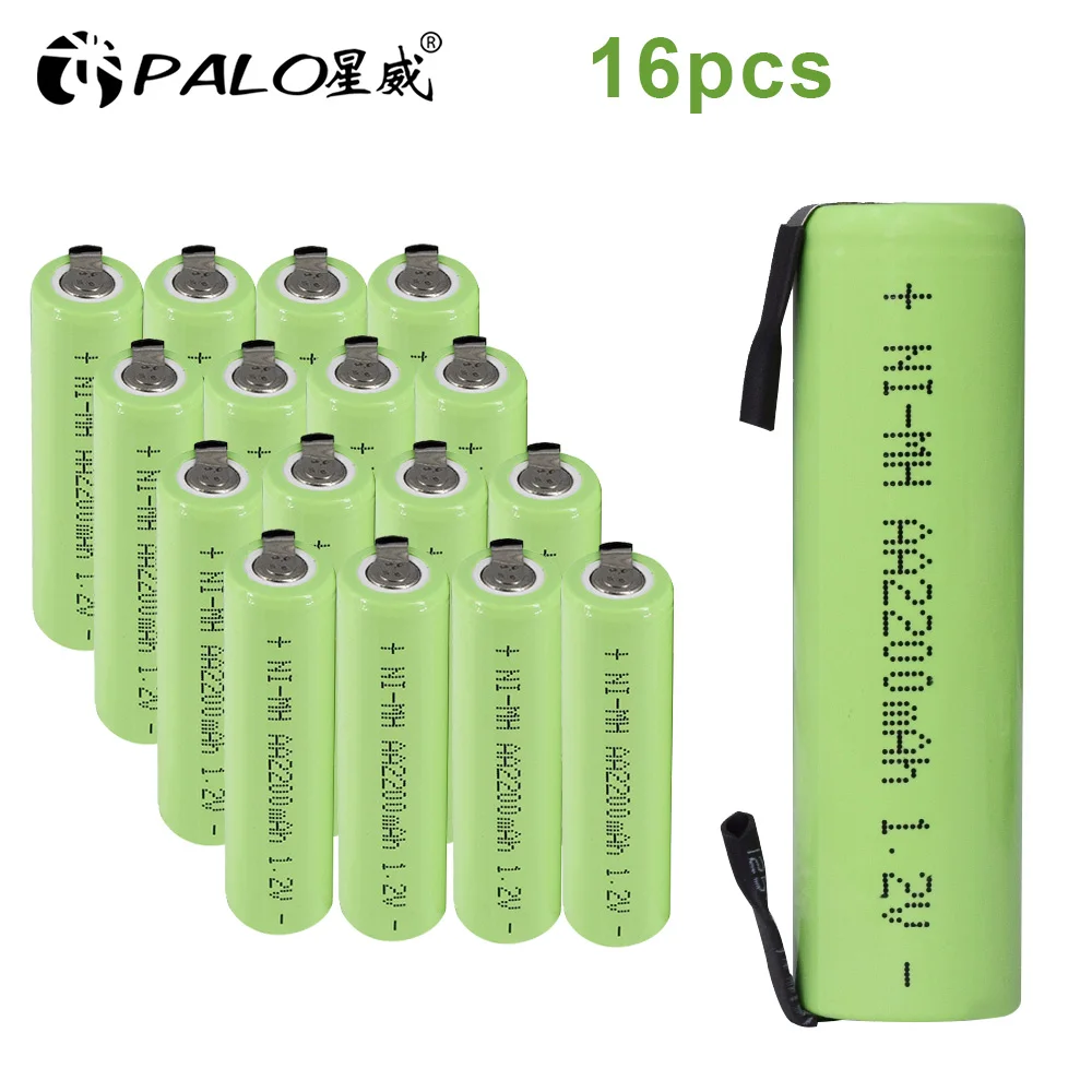 PALO 1,2 V AA Аккумуляторная батарея 2200mah 2A Ni-MH nimh сотовый пакет с вкладками шпильки для Philips Электробритва Braun зубные щетки