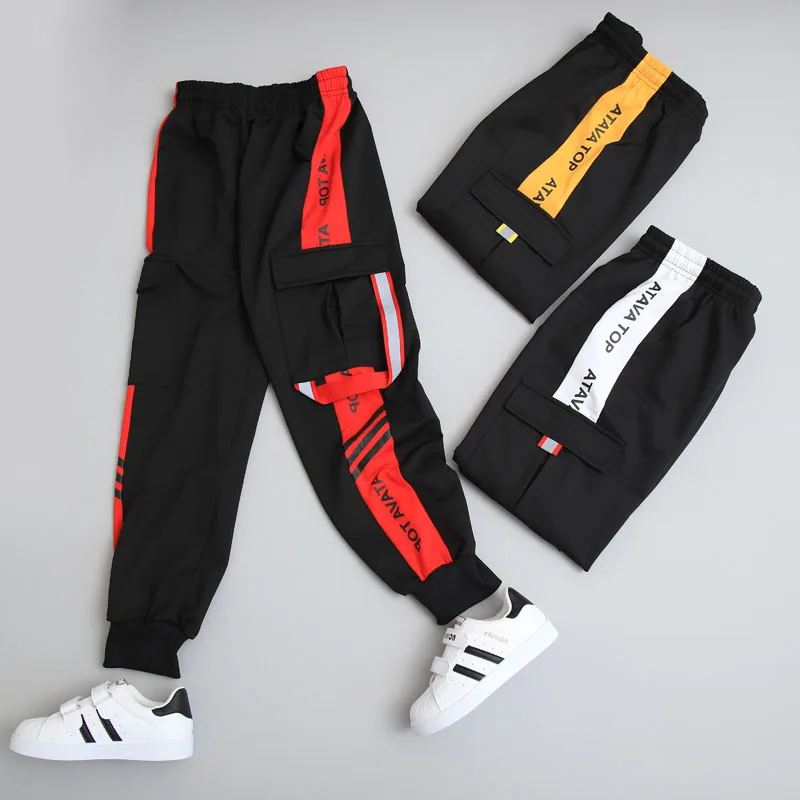 Брюки спортивные для мальчиков Хлопковые Штаны подростков в стиле хип хоп одежда