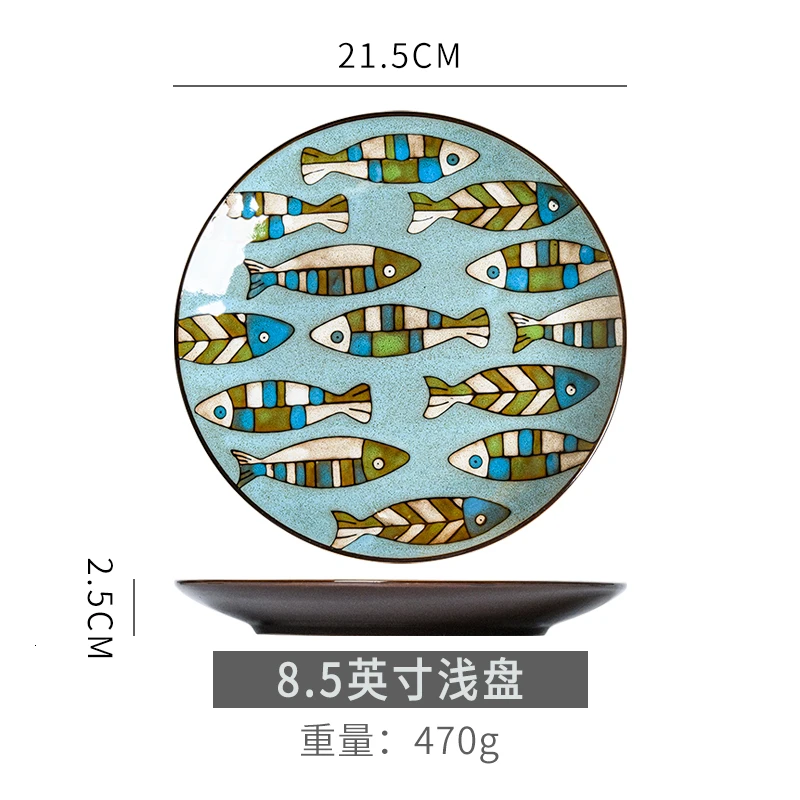 Япония Ukiyoe Yamato-e десертная тарелка для спагетти керамическая тарелка для супа стейк фруктовое блюдо посуда фарфоровая посуда тарелка китайский поднос - Цвет: F