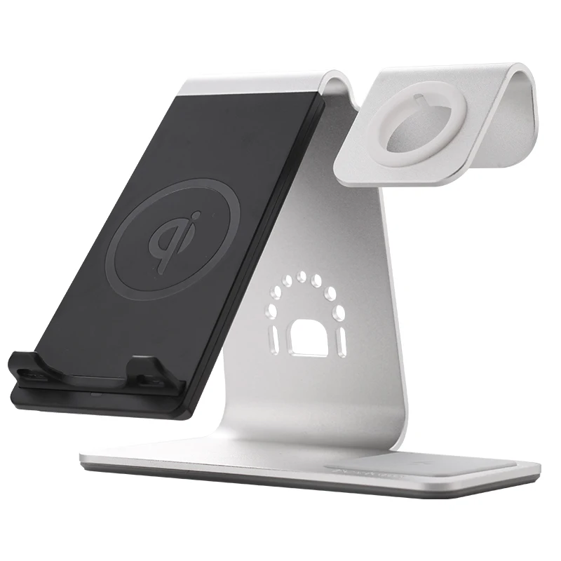 Bestand3 в 1 Алюминиевая Подставка для Apple iPhone X/8/XS/XR зарядная станция для Airpods watch Qi быстрая Беспроводная зарядная док-станция airpod - Тип штекера: silver