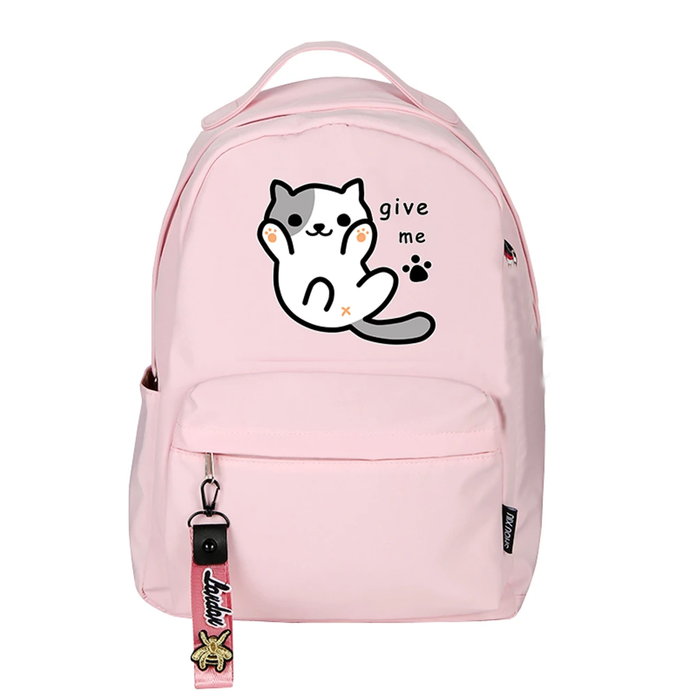 high quality neko atsume women cat backpack kawaii cute bagpack pink school bags cartoon travel backpack laptop daypack free global shipping