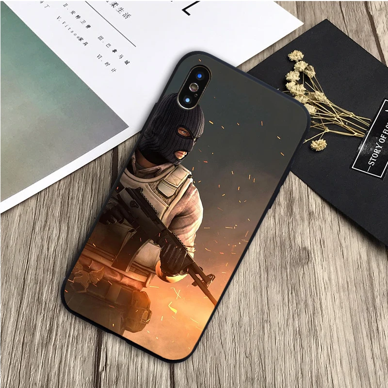 CS GO пистолет черный силиконовый чехол для мобильного телефона iPhone 12 XR XS Макс 5 5S SE