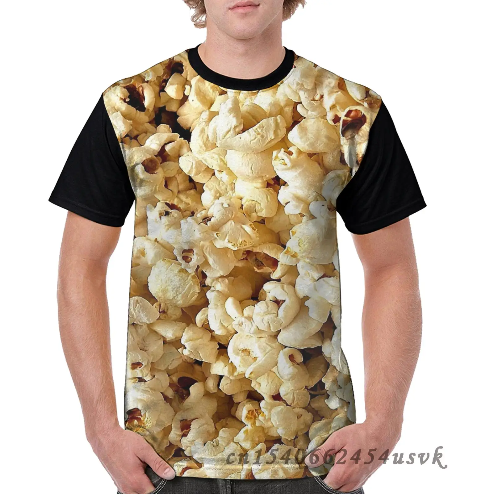Забавная семейная Одинаковая одежда мужская футболка с принтом попкорна женская