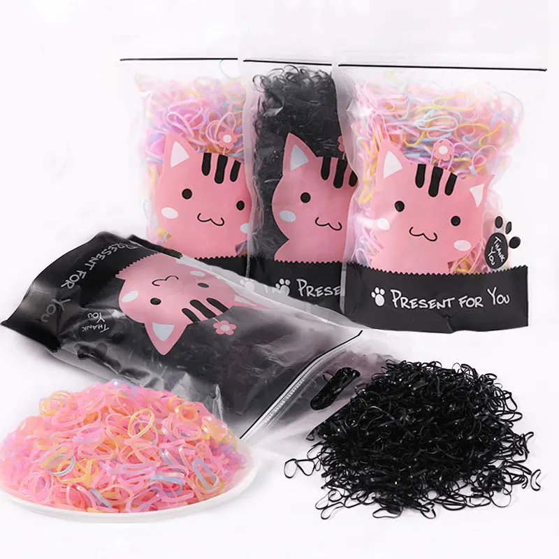 

500/800/1000/2500pcs Disposable Elastic Hair Bands Kids Hair Accessories Cute Girls Ponytail Holder Rubber Band Scrunchies
