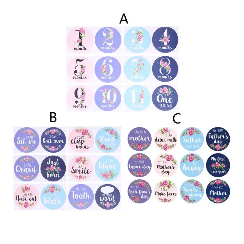 

W3JF Baby Pregnant Women Monthly Photograph Sticker Fun Month Milestone Stickers DIY Kid Souvenirs Prop