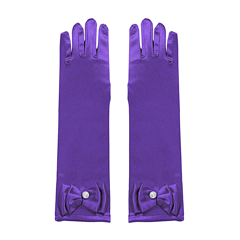 

Long Princess Dance Stage Gloves Satin Kids Girls Wedding Dress Costume Accessories with Bow Children 's Day Birthday Xmas Gifts