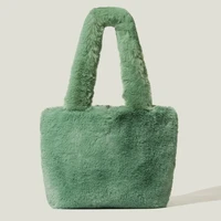 retro faux fur handbags for women plush shoulder bag fashion ladies commuter tote 2021 new designer shopper top handle bag purse