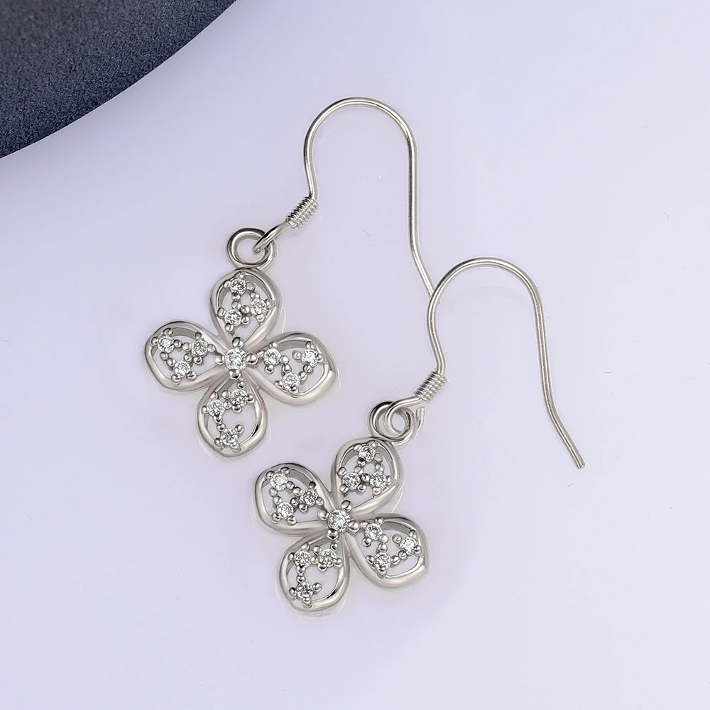 

SP041 Real 925 Sterling Silver Crystal Circle Earring For Women Making Jewelry Gift Wedding Party Engagement