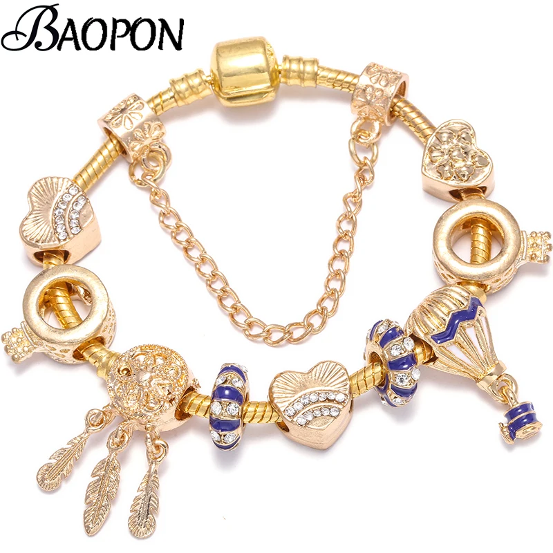 8 видов стилей подвеска золотого цвета браслеты с инкрустированным Цирконом