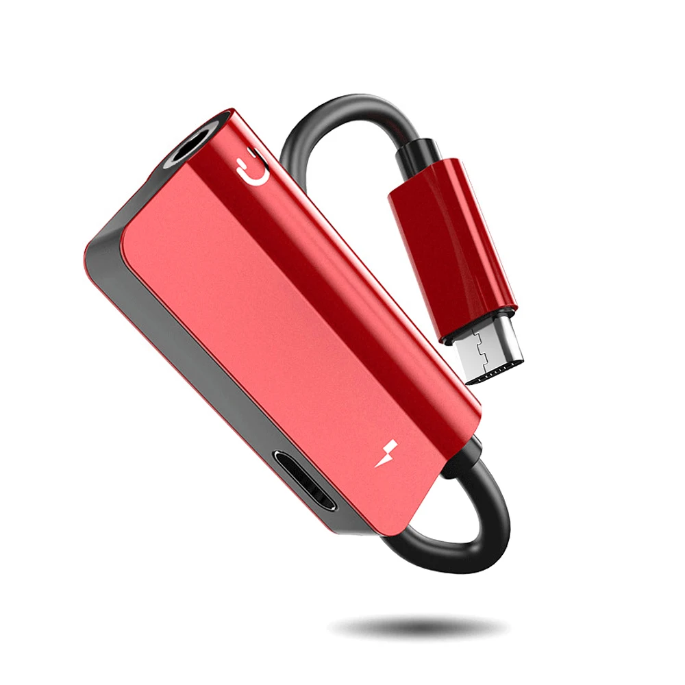 2 в 1 USB C адаптер для наушников типа C+ 3,5 мм разъем аудио USB C кабель адаптер конвертер Android телефон для huawei P20(N0820 - Цвет: Красный
