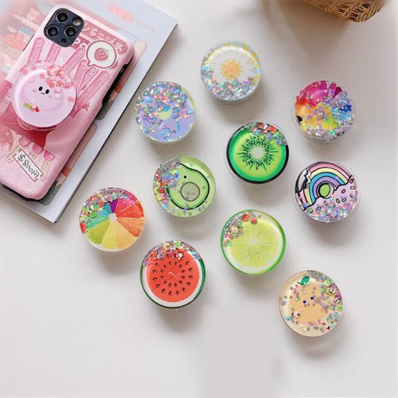 

Quicksand Fruits Rainbow Expanding Stand Mount Phone Socket Fold Mobile Smartphones Pocket Desktop Bracket Phone Stand Holder