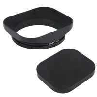 haoge 58mm square metal screw in lens hood and metal cap are specially designed for all 58mm lens or filter thread black