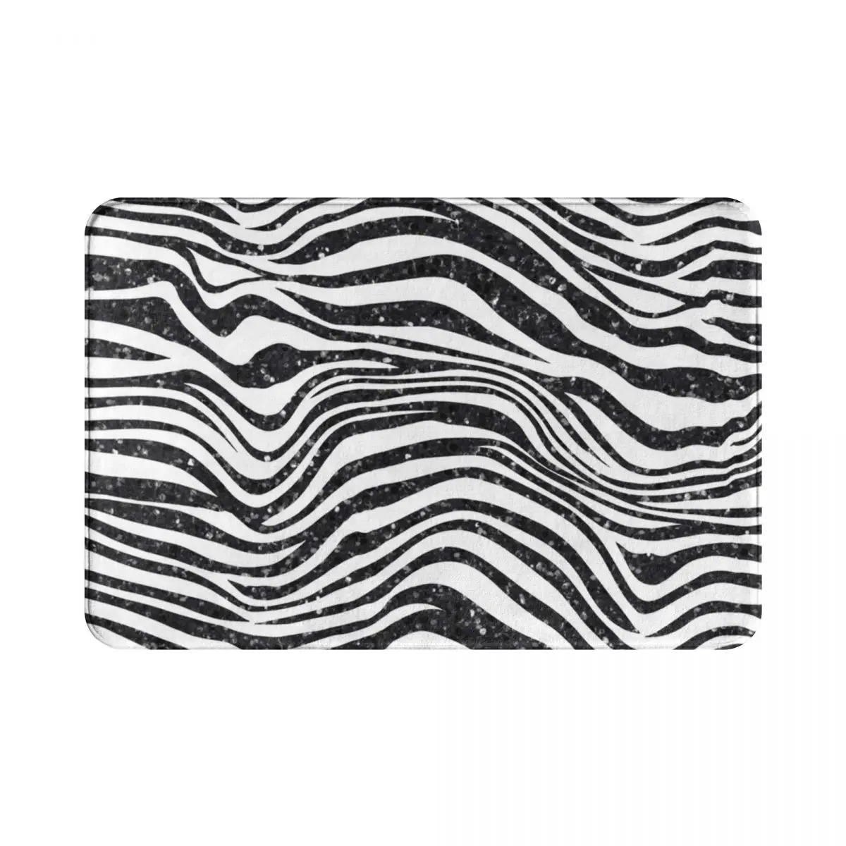 Блестящий полиэстеровый напольный коврик с зеброй для ног нескользящий прочный