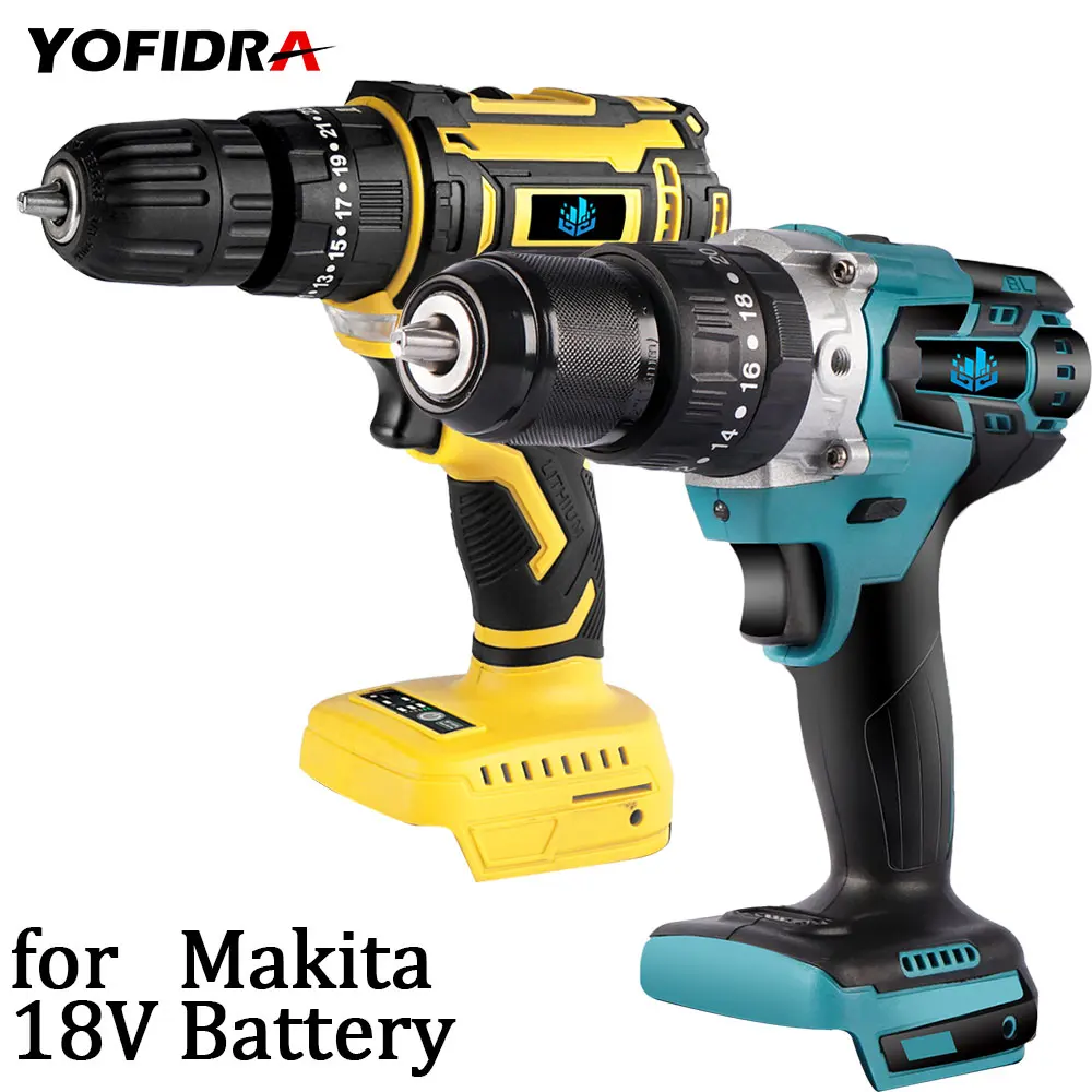 

18V 13mm Brushless Electric Impact Drill Cordless Electric Screwdriver for Makita Battery 1830 1840 1850 1860 Power Tool