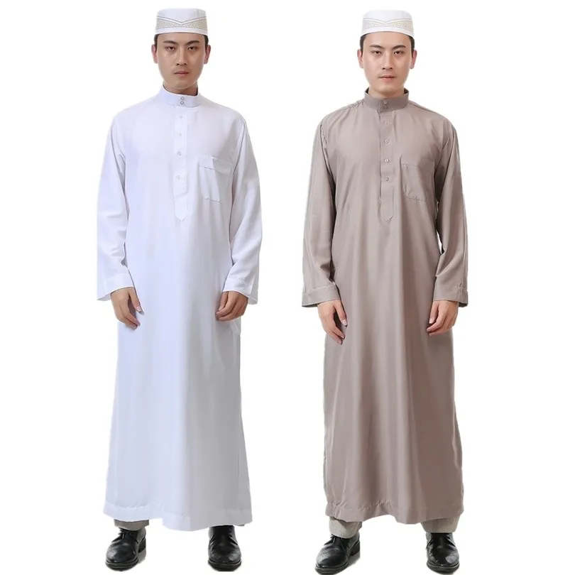 Мусульманская Мужская мусульманская одежда, летняя мусульманская одежда, мусульманская одежда, однотонный Арабский кафтан, Дубай, длинный рукав, Пакистан, Мужская Тауб