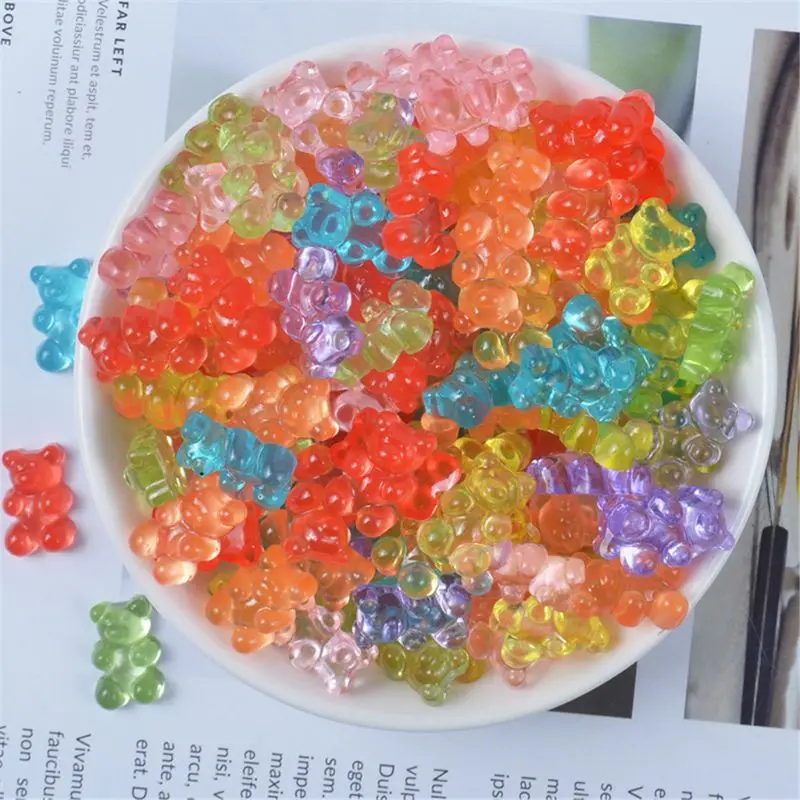 Mini cuentas de oso de goma, abalorios de limo suave, accesorios de plastilina para Slime, cristal, barro, Slime esponjoso, 12 Uds.-3