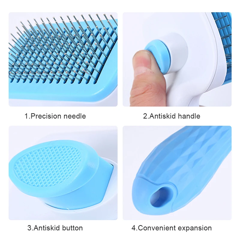 

ThinBest Comb for Cats Dogs Hair Remover Pet Furminator Cats Selfcleaning Flea Comb for Dog Grooming Tool Automatic Hair Brush