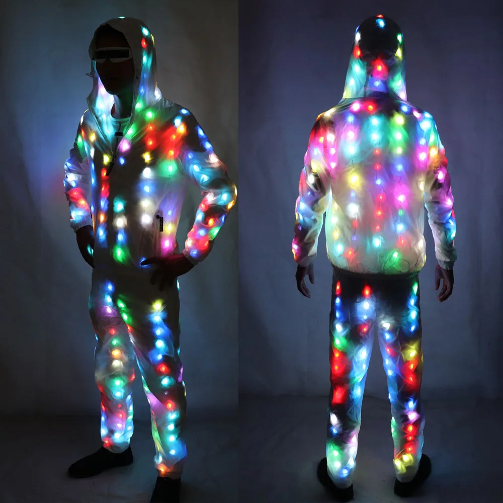 

LED Luminous Suit Holloween Led Clothes Jacket Pant Creative Dance Light Costume Luminous Clothes Waterproof Glow Costumes