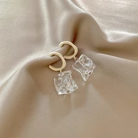 new womens transparent resin hoop earrings womens geometric irregular metal acrylic earrings party jewelry