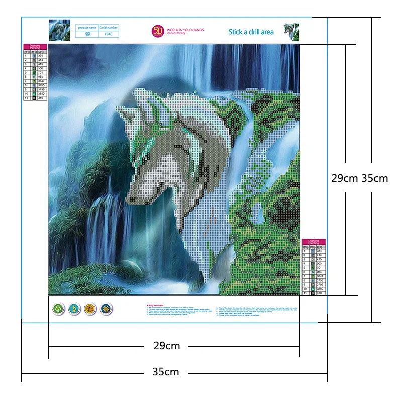 

Waterfall Animal Wolf 5D DIY Diamond Painting Cross Stitch Kit Full Square Round Drill Embroidery Rhinestones Picture Home Decor