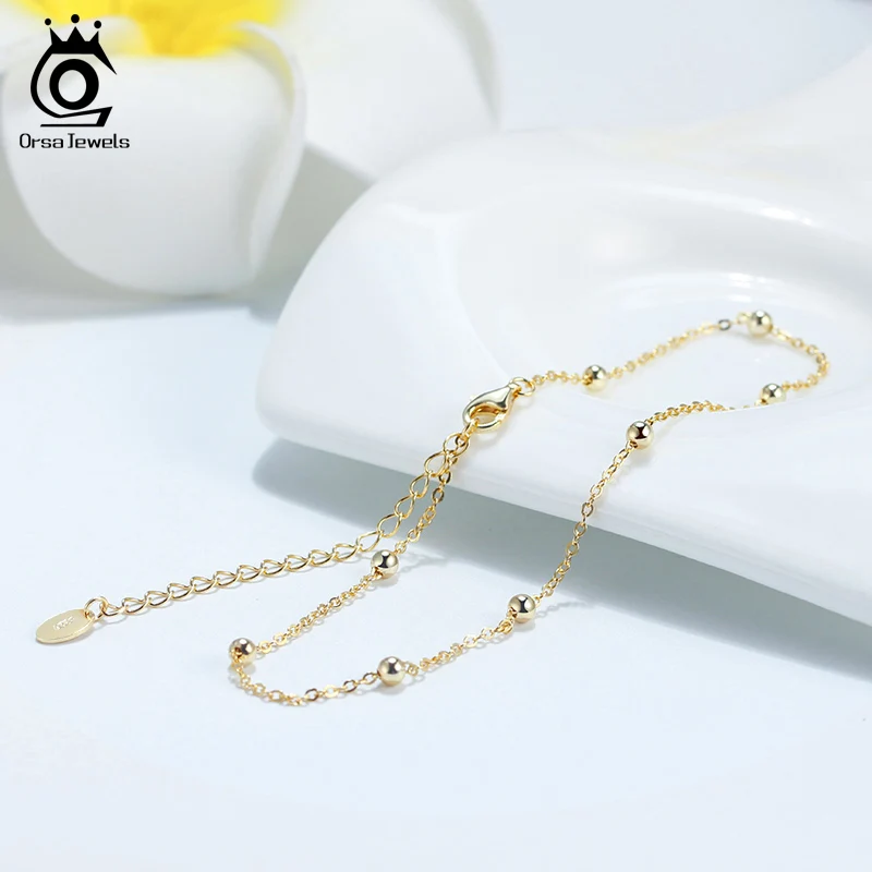 Цепочка на лодыжку ORSA JEWELS из чистого серебра 925 пробы с позолотой 14 карат