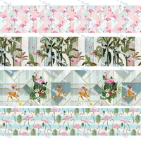 16 75mm geometric flamingo printed grosgrain ribbon 50 yardsroll tape clothing bakery gift wrapping accessory hairbow head