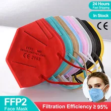 Mascarillas FFP2 reutilizables, máscara con filtro KN95, CE, de colores