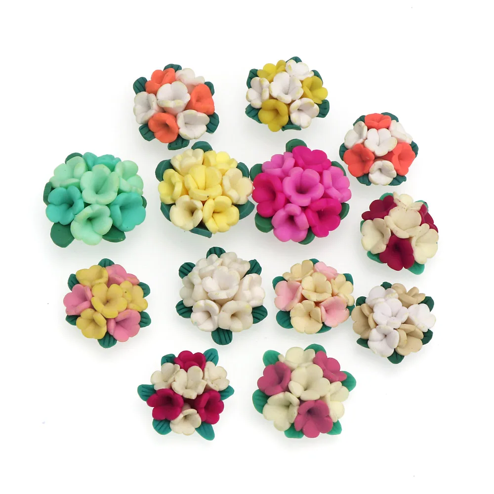 10 шт. бусины из полимерной глины с тремя тычинками|Бусины| |