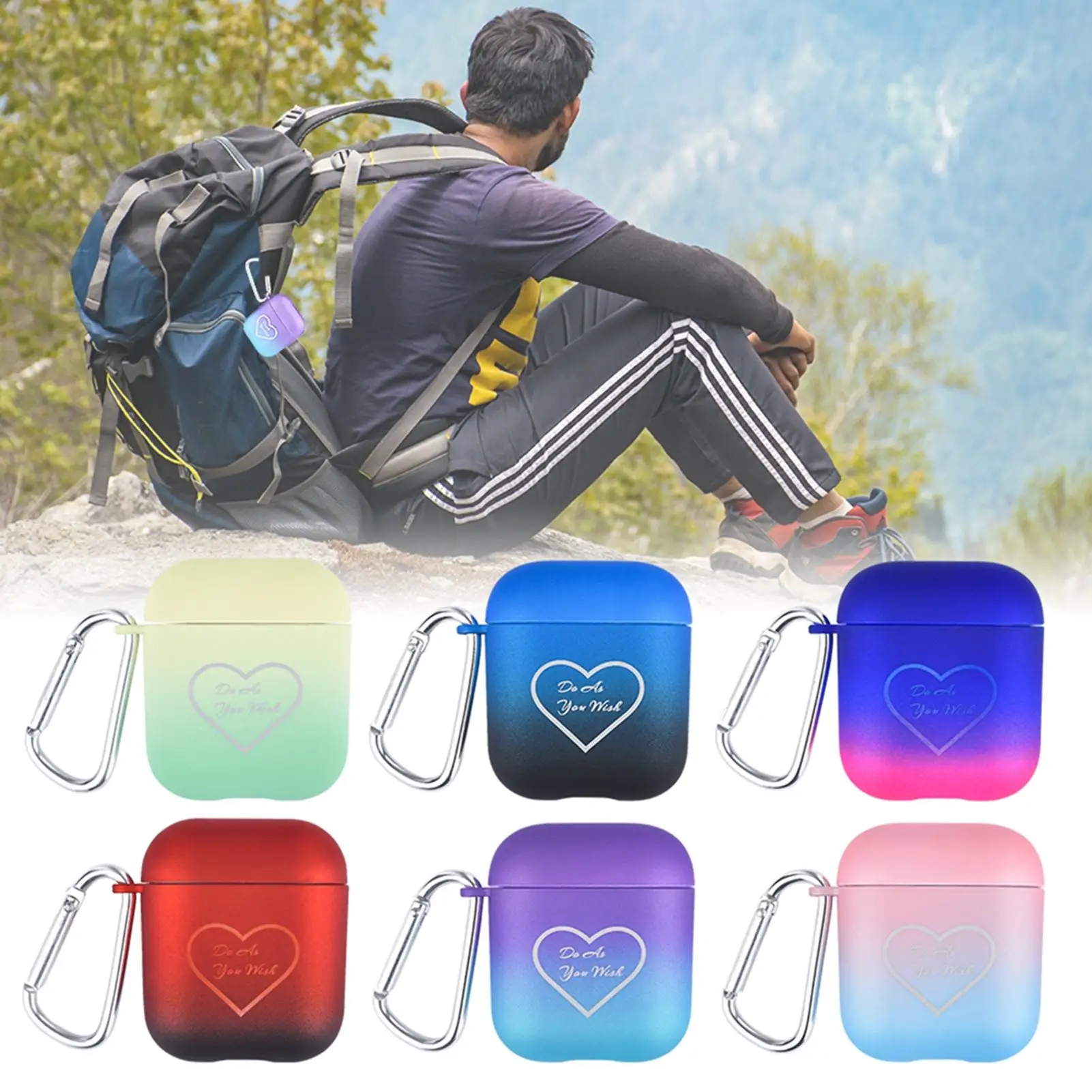 

Gradient Heart Printed Portable Earphone Protective Cover for AirPods 1/2/pro3