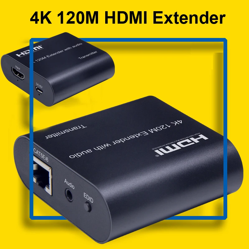 

4K 120m HDMI Extender By RJ45 Ethernet Cat5e Cat6 Cable Extension 1080P HD Video Converter Audio EDID For PS4 XBOX PC DVD To TV