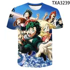 Новинка 2021, футболка с объемным рисунком моя геройская академия, мужские, женские, детские летние топы с коротким рукавом, футболка с забавным аниме рисунком боку, героев Академии