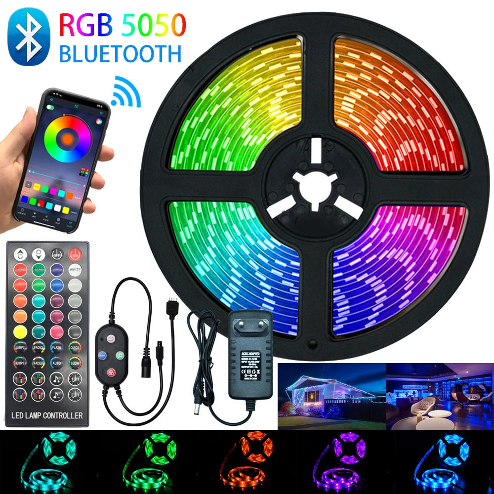 Новинка гибкая водонепроницаемая лента RGB 5050 SMD 5 м 10 15 20 диодная DC 12 в с пультом