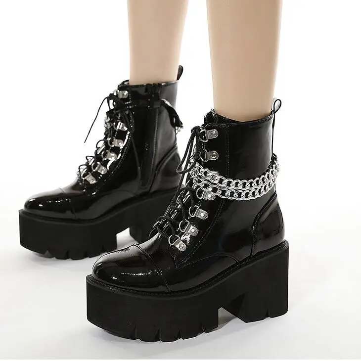 

Fashion Trendy Platform High Heels Autumn Winter Add Plush Black Shoes Stylish Ankle Boots Platform women's boots with platform