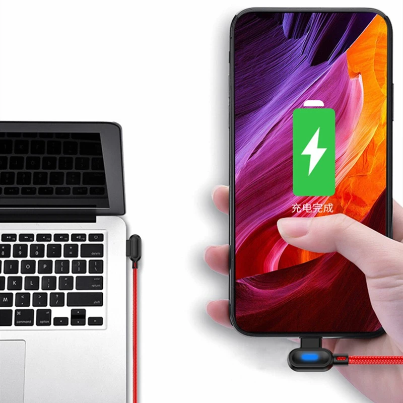 90 градусов кабель с разъемом USB Type C функцией быстрой зарядки для Xiaomi Poco x3 Samsung Galaxy