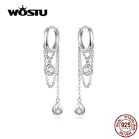 wostu 925 sterling silver clear zircon earrings for women simple style earrings making fashion jewelry wedding cqe638