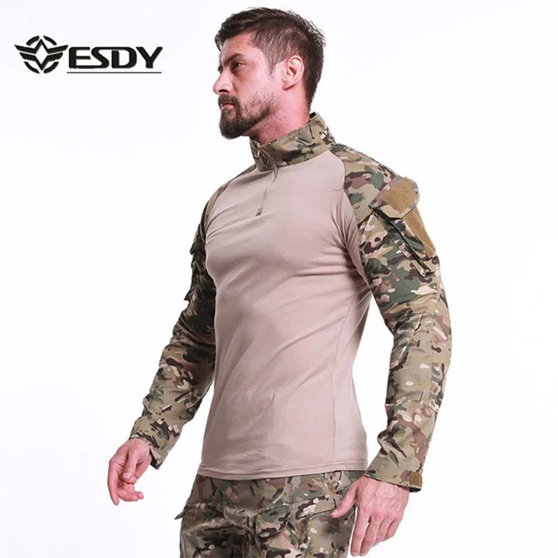 5XL Для мужчин на открытом воздухе камуфляжная Военная Тактическая футболки с