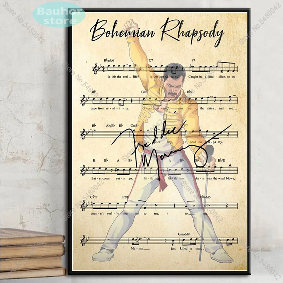 Постер в богемном стиле Rhapsody Chord с текстами Фредди Меркурий портрет холст