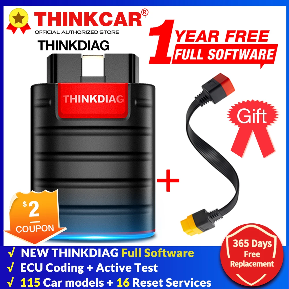 Полный сканер Thinkcar THINKDIAG 1 год бесплатного обновления всех систем 16 сбросов
